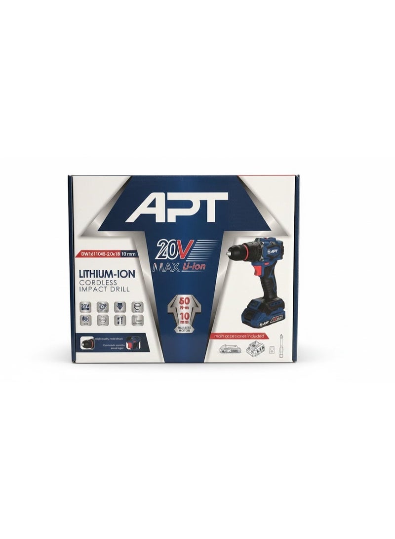 APT 20V MAX Lithium-Ion Cordless Impact Drill- 10mm 1 battery - Image 2